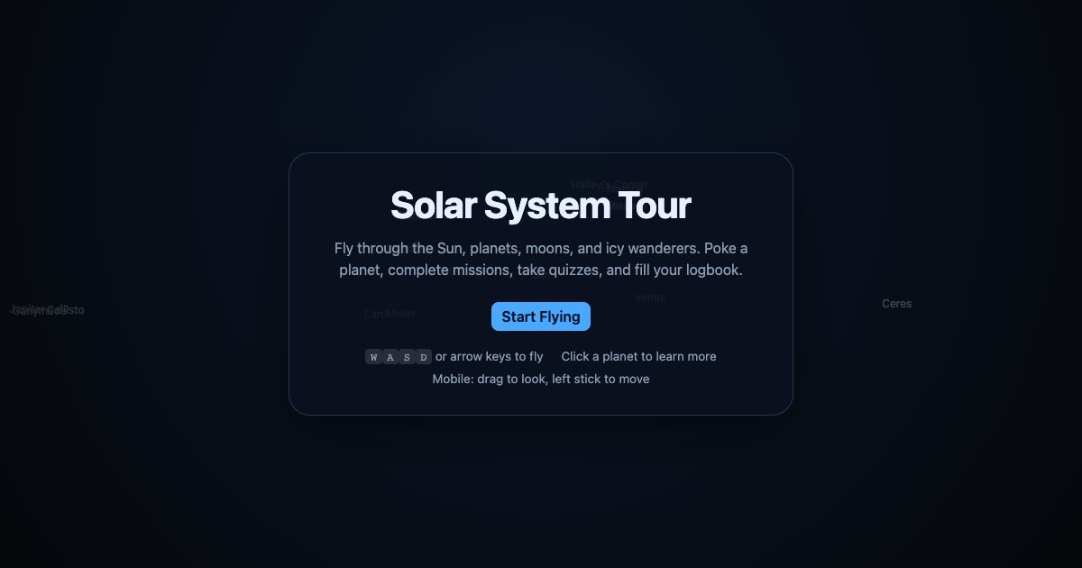 Screenshot of the Solar System demo