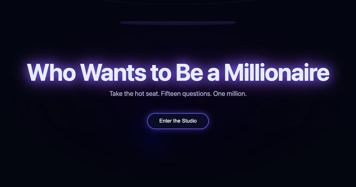 Screenshot of the Who Wants To Be A Millionnaire demo